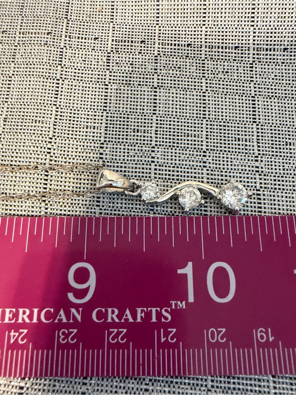 Three Stone Cubic Zirconia Drop Necklace - Silver - Picture 4 of 4